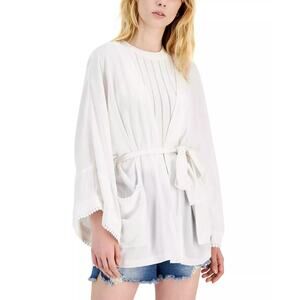 NWT INC Metallic Crinkle Gauze Tie Waist Top Sz Large